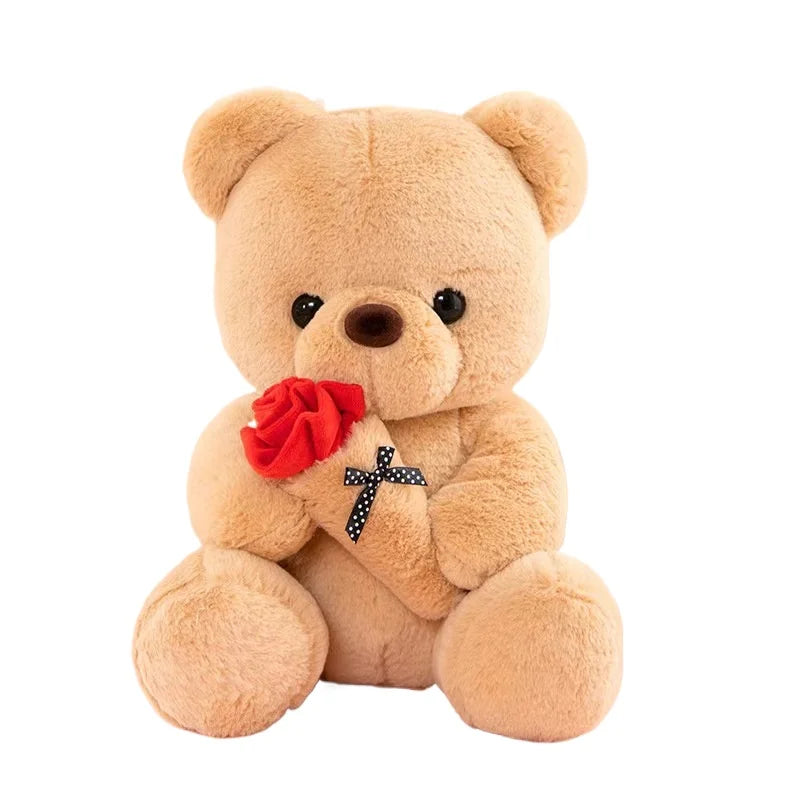 Ourson avec bouquet de fleurs